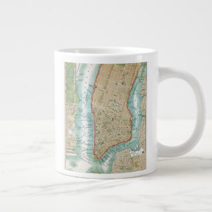 Caneca De Café Grande Mapa antigo do Parque Central e de Manhattan Infer