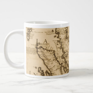 Caneca De Café Grande Mapa antigo do Sudeste Asiático  1687