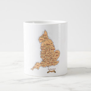 Caneca De Café Grande Mapa Antigo dos Condados da Inglaterra