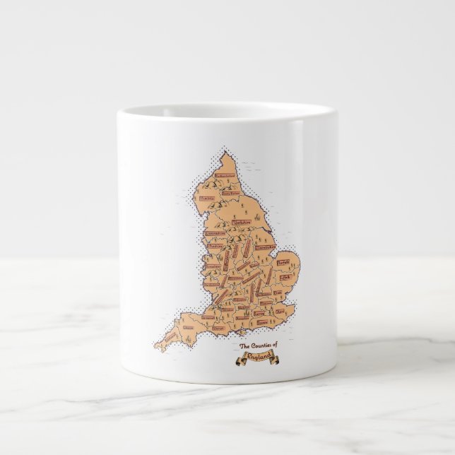 Caneca De Café Grande Mapa Antigo dos Condados da Inglaterra (Frente)