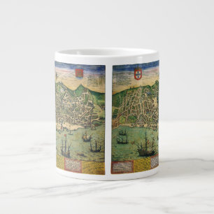 Caneca De Café Grande Mapa antigo, Plano Municipal de Lisboa, Portugal, 