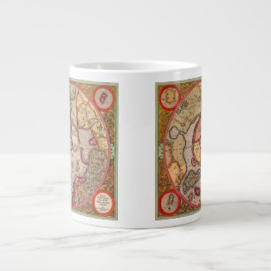 Caneca De Café Grande Mapa Antiquado do Velho Mundo, Polo Norte Árctico