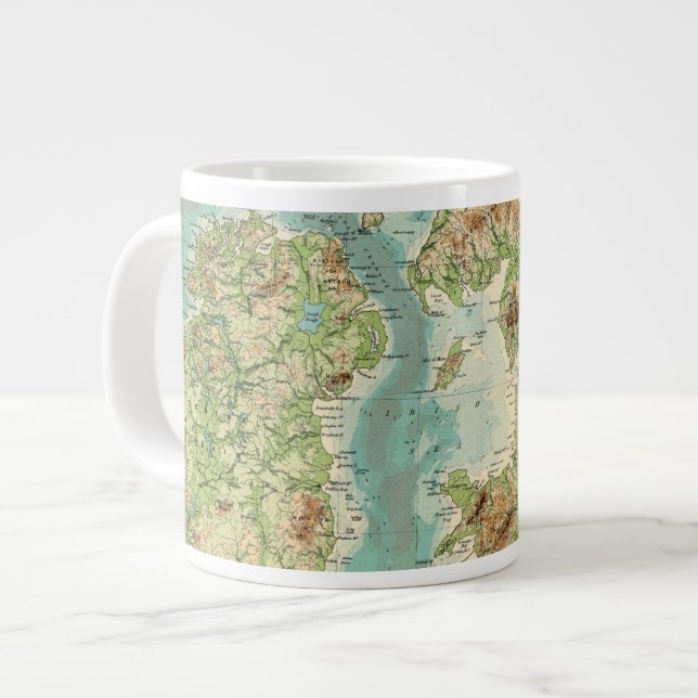 Caneca De Café Grande Mapa batiográfico das Ilhas Britânicas (Frente Esquerda)