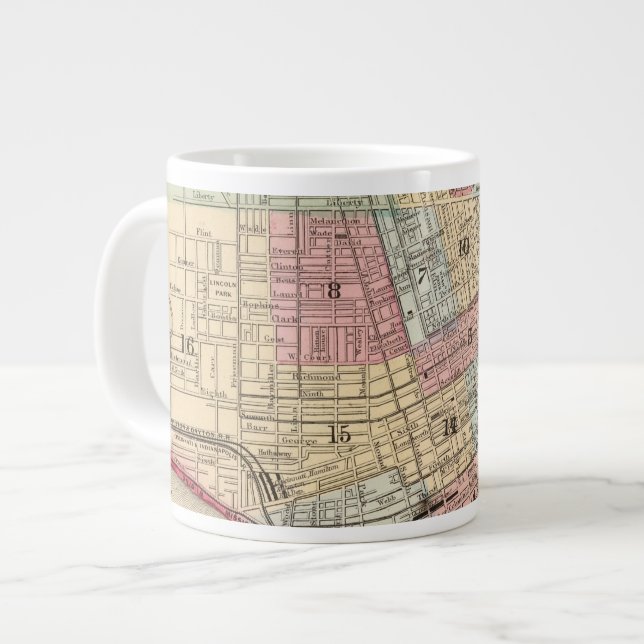 Caneca De Café Grande Mapa Cincinnati de Mitchell (Frente Esquerda)