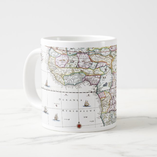 Caneca De Café Grande Mapa da África| 1696 (Frente Esquerda)