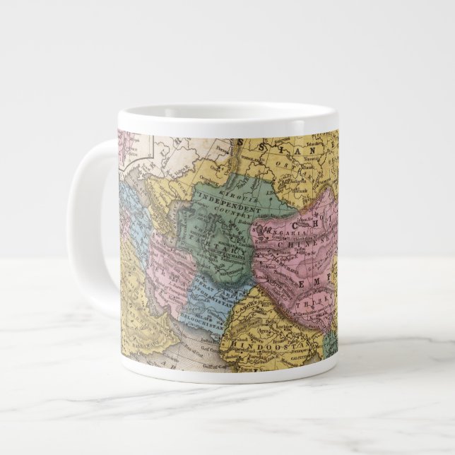 Caneca De Café Grande Mapa da Ásia (Frente Esquerda)