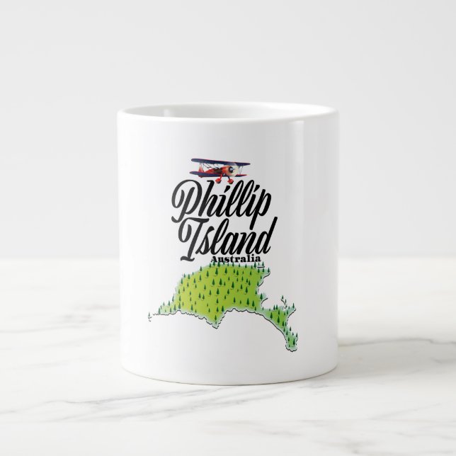 Caneca De Café Grande Mapa da Austrália na Ilha Phillip (Frente)