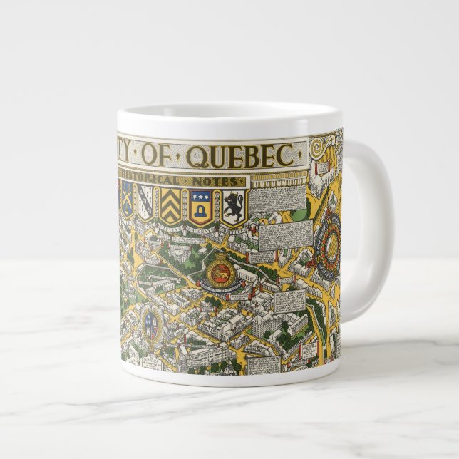 Caneca De Café Grande Mapa da Cidade do Quebec (Frente Esquerda)