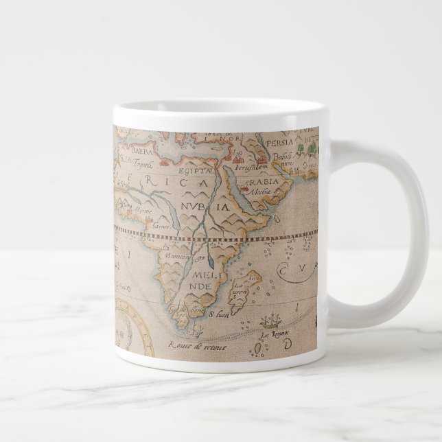 Caneca De Café Grande Mapa da Circunnavegação de Drake no Globo (Direita)