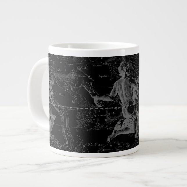 Caneca De Café Grande Mapa da Constelação de Símbolo Aquário por Heveliu (Frente Esquerda)