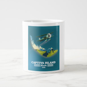 Caneca De Café Grande Mapa da Ilha Captiva Flórida EUA