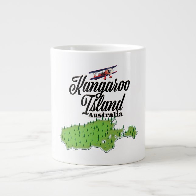 Caneca De Café Grande Mapa da Ilha Kangaroo Austrália (Frente)