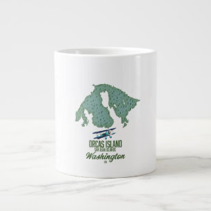 Caneca De Café Grande Mapa da Ilha Orcas, Washington, EUA