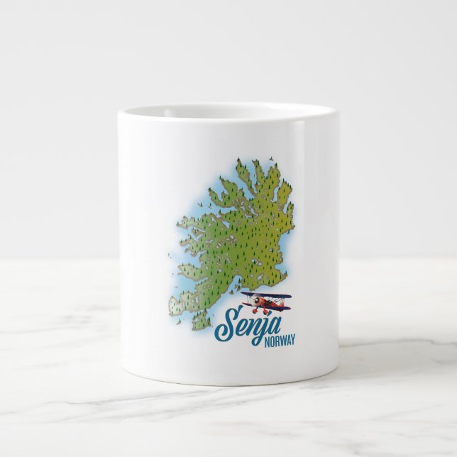 Caneca De Café Grande Mapa da ilha Senja na Noruega (Frente)