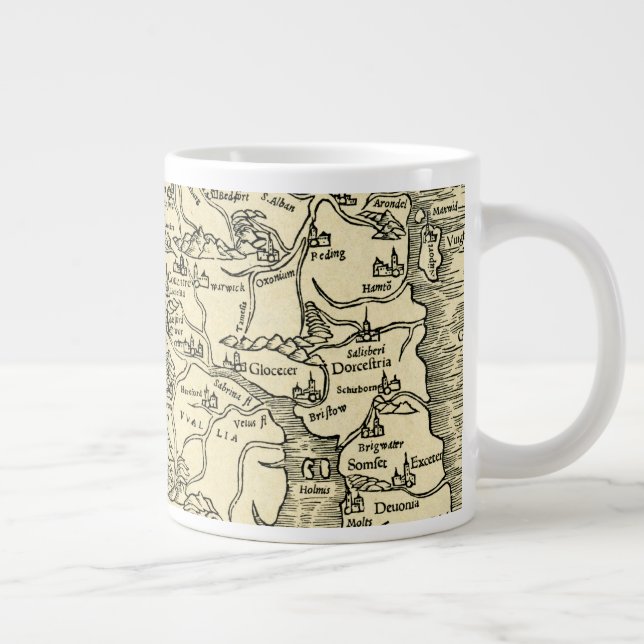 Caneca De Café Grande Mapa da Inglaterra na Geografias Universais de Pto (Direita)