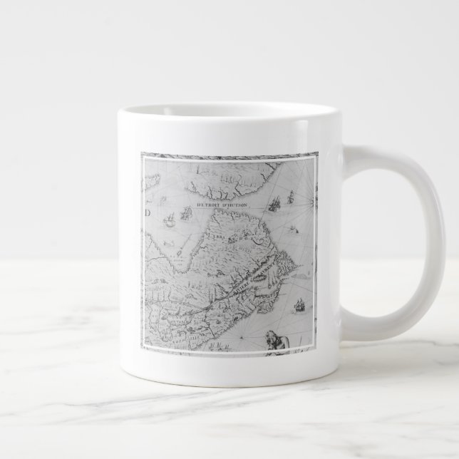 Caneca De Café Grande Mapa da Nova França ou do Canadá (Direita)