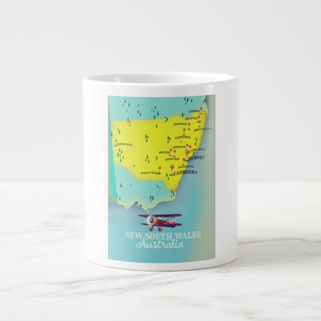 Caneca De Café Grande Mapa da Nova Gales do Sul Austrália (Frente)