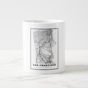 Caneca De Café Grande Mapa da Península de San Francisco