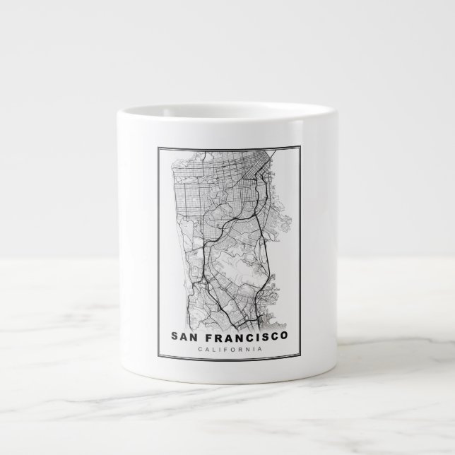 Caneca De Café Grande Mapa da Península de San Francisco (Frente)