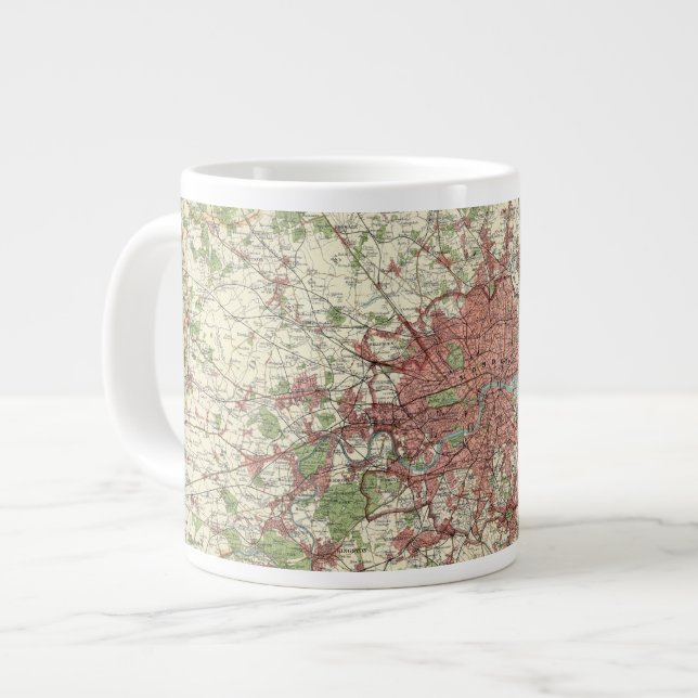 Caneca De Café Grande Mapa da Região de Londres (Frente Esquerda)