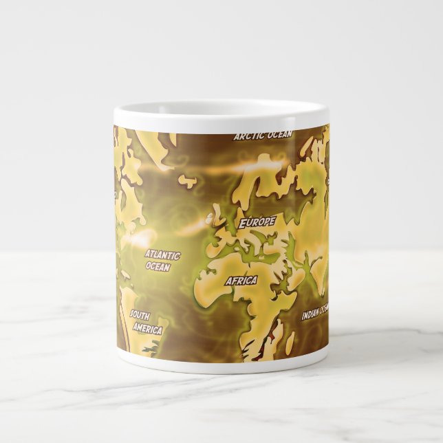Caneca De Café Grande Mapa da Terra Alagada (Frente)