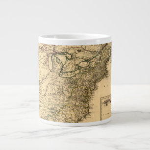 Caneca De Café Grande Mapa das Colônias Americanas Vintage 1777 por Phe