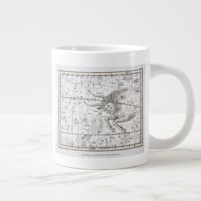 Caneca De Café Grande Mapa das Constelações da Prata XIV (Direita)