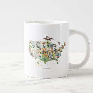 Caneca De Café Grande Mapa das Flores dos Estados Unidos - Nosso Buquê 