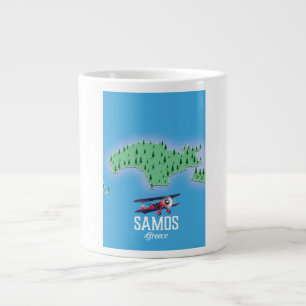 Caneca De Café Grande Mapa das Ilhas Gregas Samos