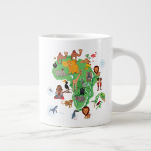 Caneca De Café Grande Mapa de animais da África
