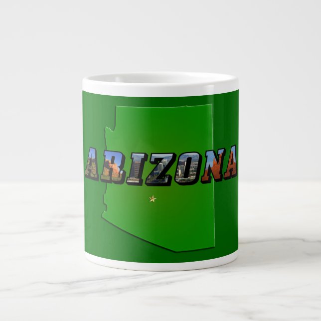 Caneca De Café Grande Mapa de arizonas e Texto de Imagem (Frente)