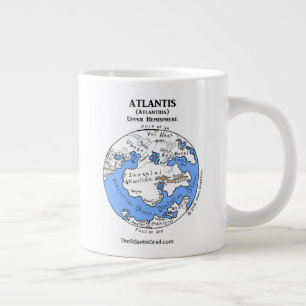 Caneca De Café Grande Mapa de Atlântida - Ambos Hemisférios - Jumbo Mu
