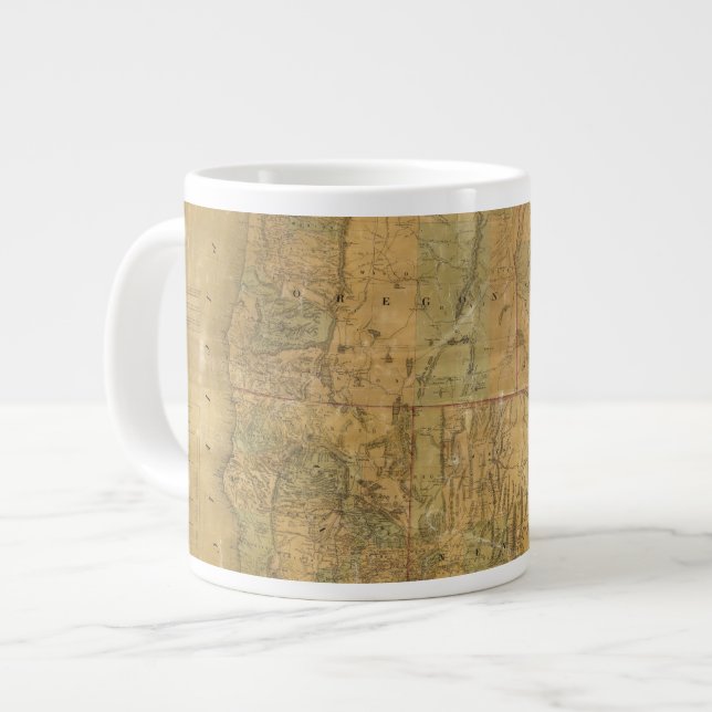 Caneca De Café Grande Mapa de Bancroft dos Estados do Pacífico (Frente Esquerda)