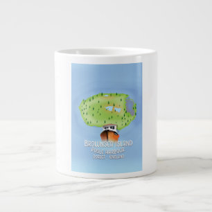 Caneca De Café Grande Mapa de Brownsea Island, Poole, dorset, Inglaterra