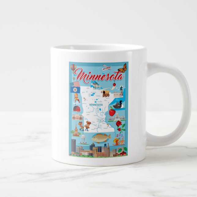 Caneca De Café Grande Mapa de cartoons do Minnesota (Direita)