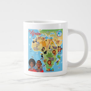 Caneca De Café Grande Mapa de desenhos animados da África