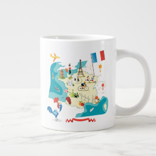 Caneca De Café Grande Mapa de desenhos da França