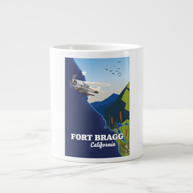 Caneca De Café Grande Mapa de Fort Bragg Califórnia (Frente)