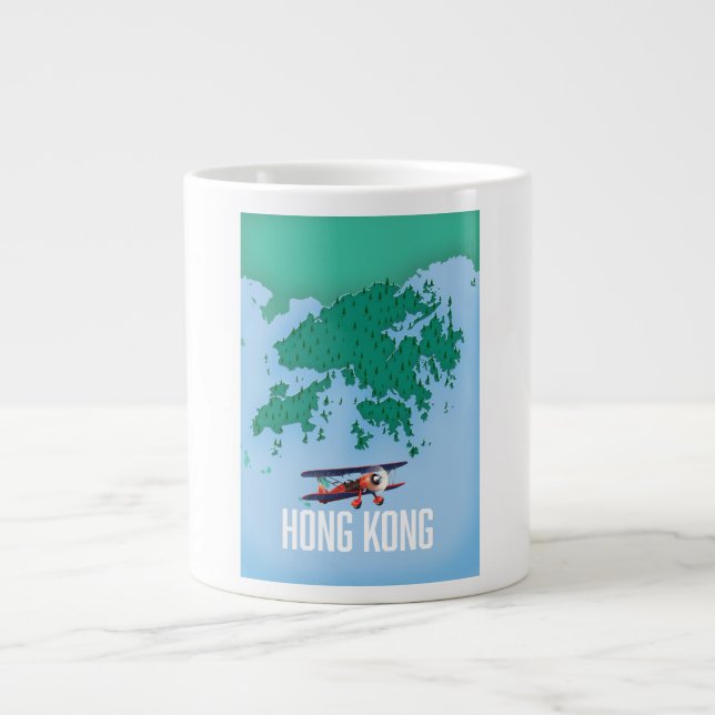 Caneca De Café Grande Mapa de Hong Kong (Frente)