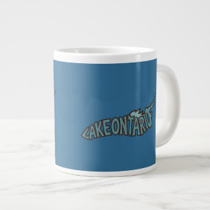 Caneca De Café Grande Mapa de Letra Turquesa do Lago Ontário