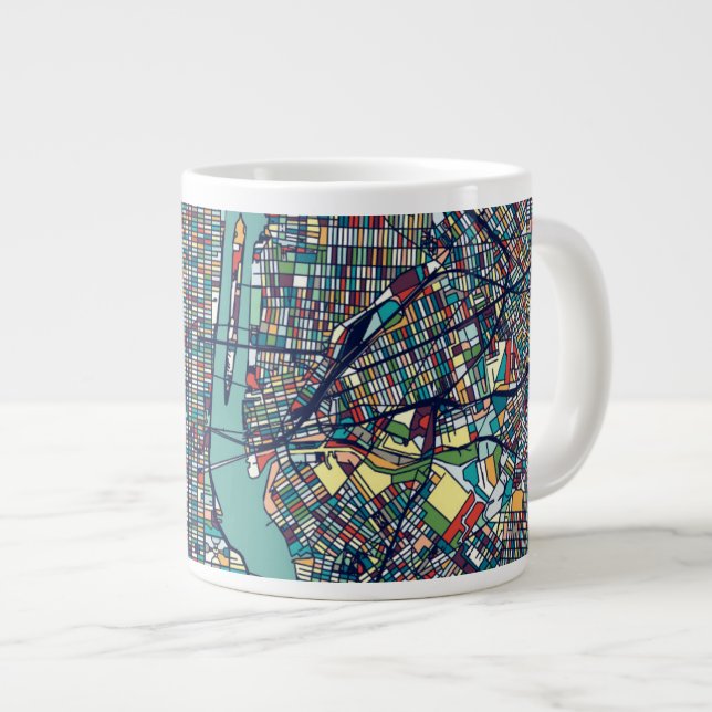Caneca De Café Grande Mapa de Manhattan Nova Iorque (Frente Esquerda)