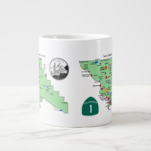 Caneca De Café Grande Mapa de Nomes de Local do SLO com Traduções em Ing