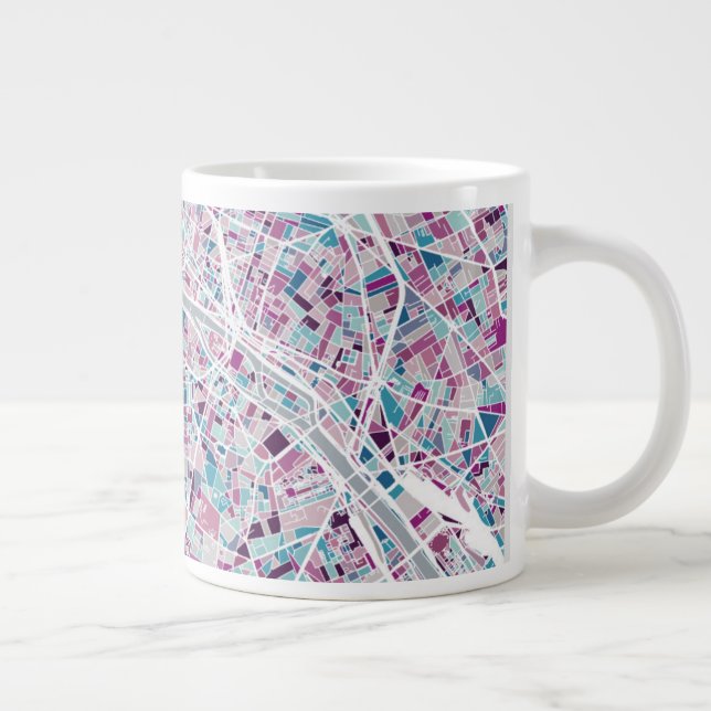 Caneca De Café Grande Mapa de Paris França (Direita)
