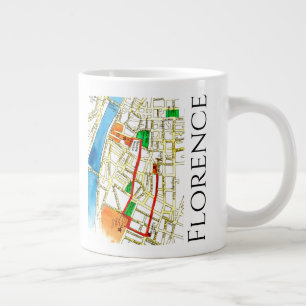 Caneca De Café Grande Mapa de Rua Florença Itália Aquarela