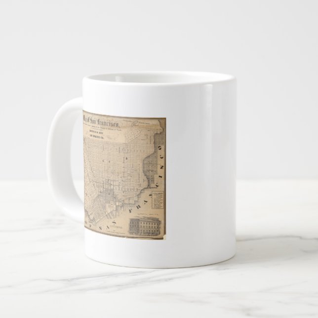 Caneca De Café Grande Mapa de São Francisco (Frente Esquerda)