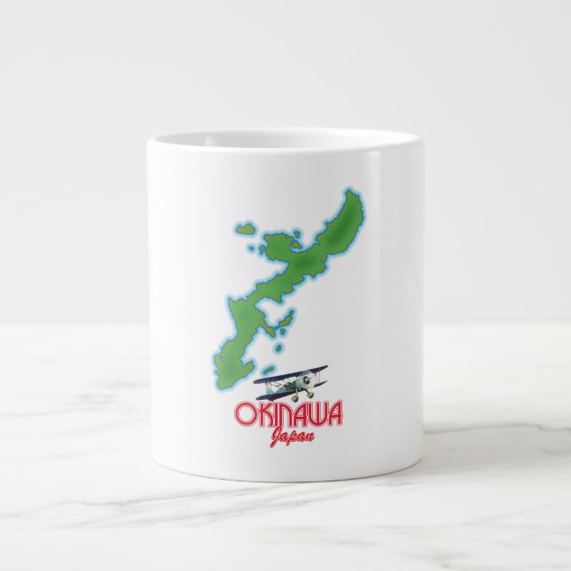 Caneca De Café Grande Mapa de viagem de Okinawa Japão (Frente)