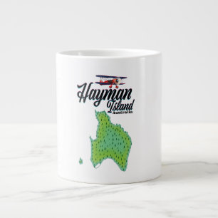 Caneca De Café Grande Mapa de Viagens vintage da Ilha Hayman.