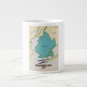Caneca De Café Grande Mapa do Brooklyn em Nova Iorque