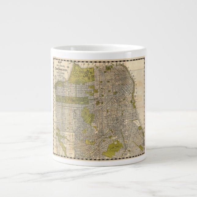 Caneca De Café Grande Mapa do Candrain de São Francisco, Califórnia, 193 (Frente)