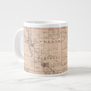 Caneca De Café Grande Mapa do Condado de Mitchell, Estado de Iowa